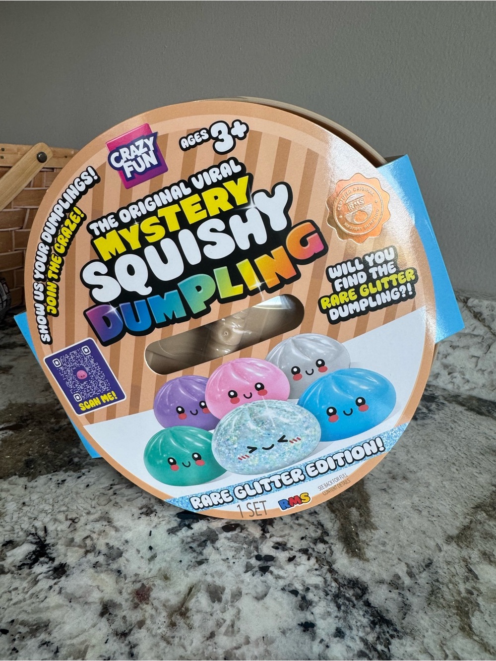 Jumbo 7" RMS Mystery Squishy Dumpling - Pink & Multicolor Rare Glitter Edition
